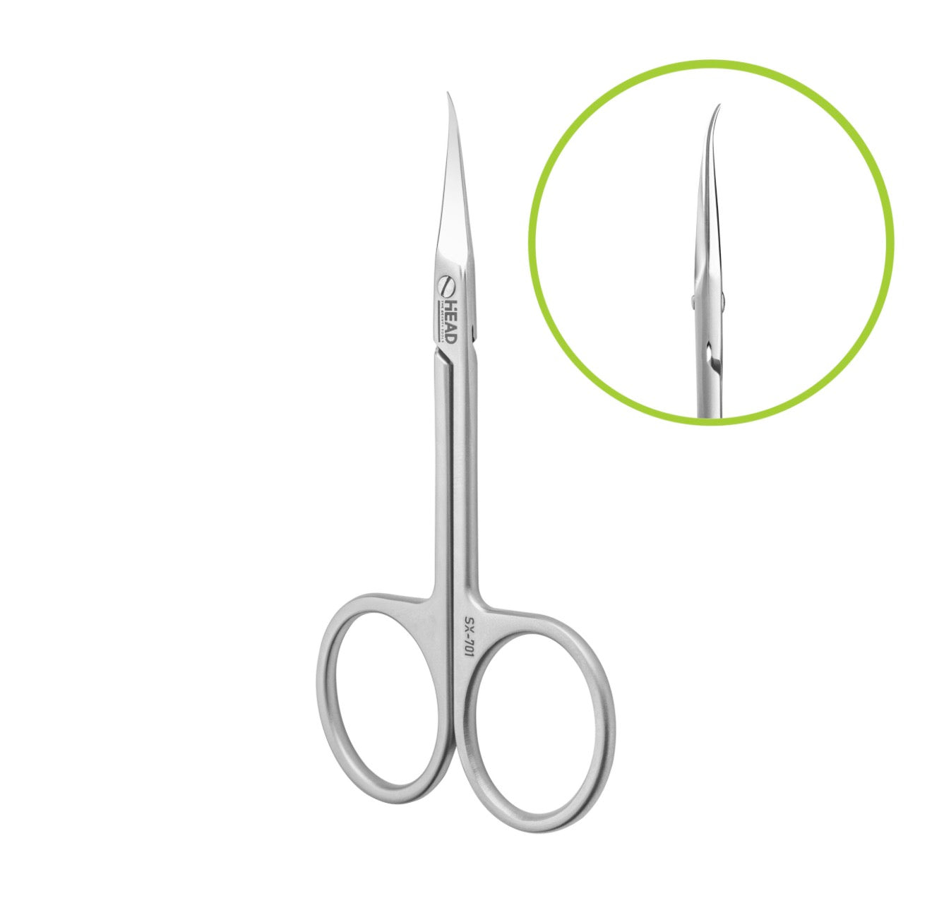 Head Beauty-SX-701 Professional cuticle scissors L-96 mm, blades 21 mm, Hook-shaped tip