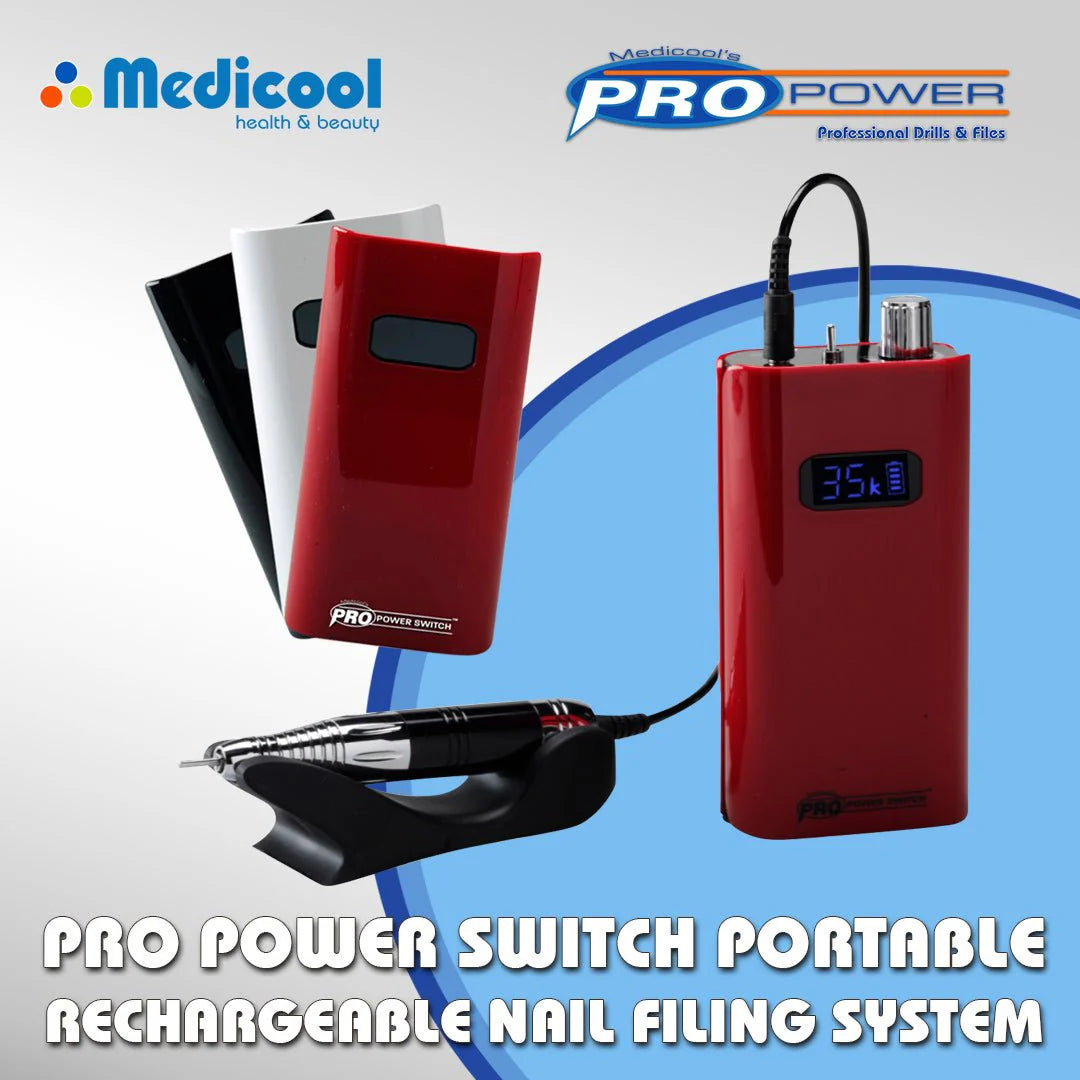 Medicool Pro Power 35K Portable Rechargeable Cordless Nail Drill File for Manicure & Pedicure