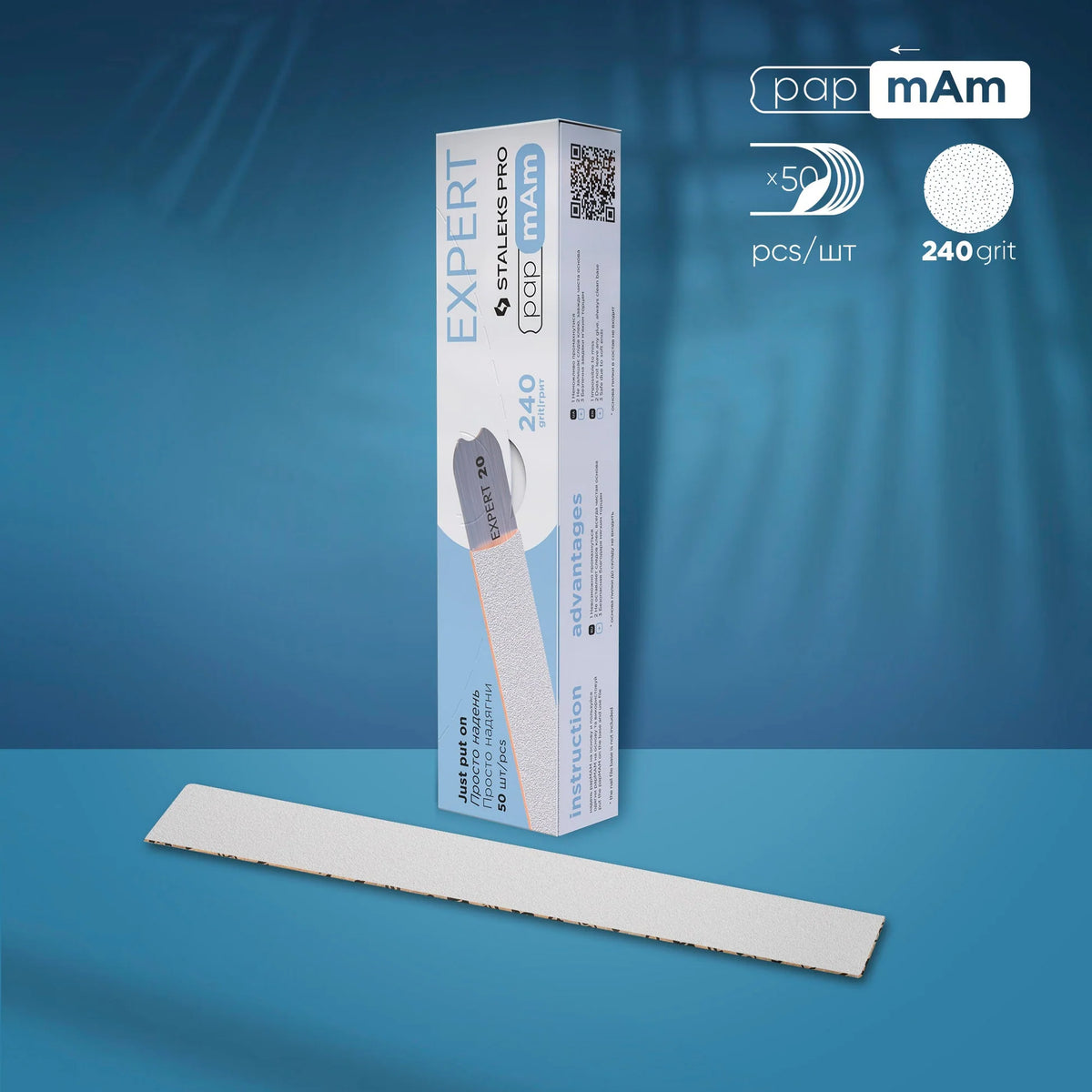 STALEKS EXPERT 22 papmAm Nail files for straight base, 240 grit (50 pcs)