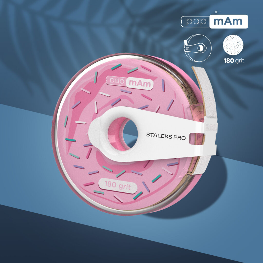 Staleks- Disposable white abrasive tape papmAm EXPERT 180 grit in a plastic case