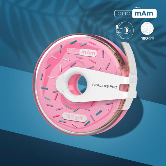 Staleks- Disposable white abrasive tape papmAm EXPERT 180 grit in a plastic case