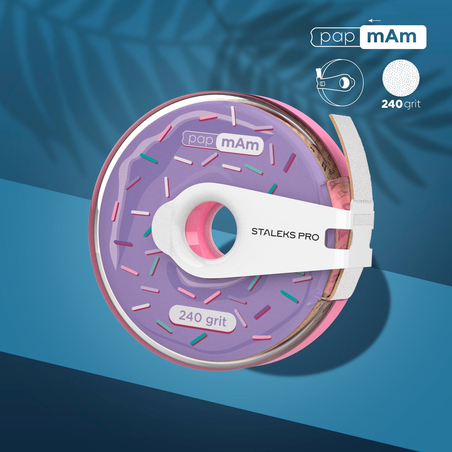 Staleks- Disposable white abrasive tape papmAm EXPERT 240 grit in a plastic case.