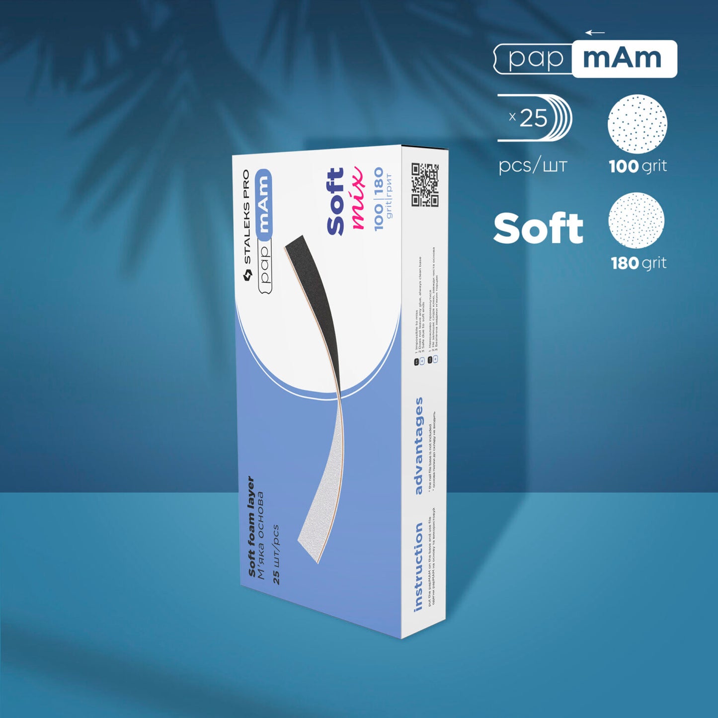 Staleks- Disposable double-sided files papmAm Mix on Soft Foam Layer/ 100|180 - x25