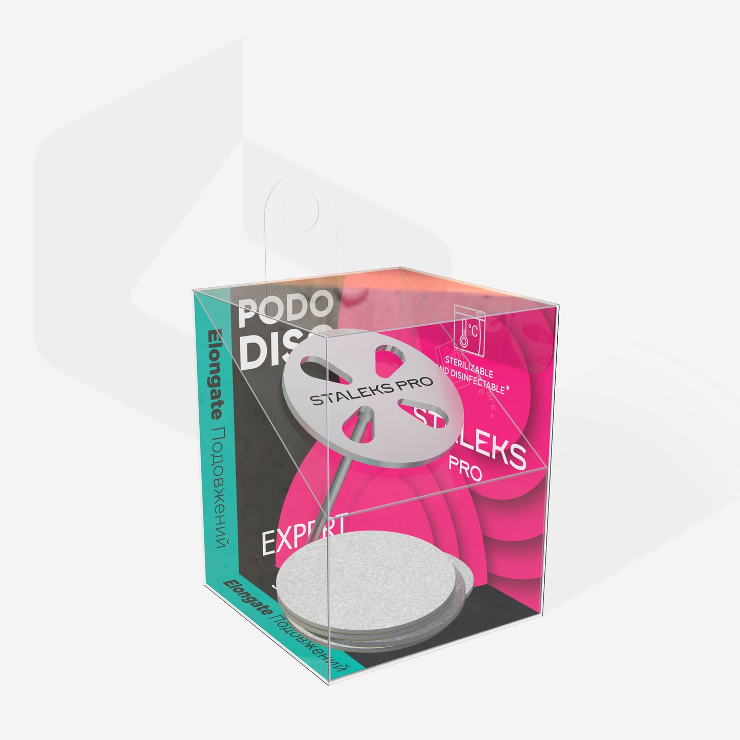 Staleks- Elongated pedicure disc PODODISC L EXPERT and set of disposable files 180 grit 5 pcs (10 mm)