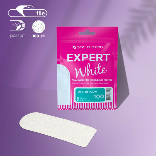 Staleks- Disposable white files for pedicure grater EXPERT 10 100 grit (30 pcs)