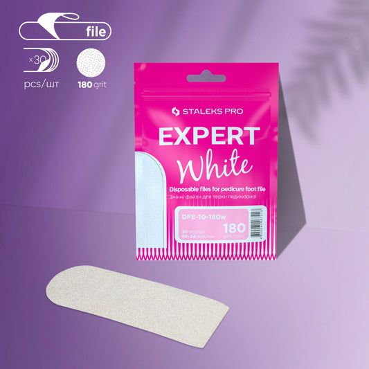 Staleks- Disposable white files for pedicure grater EXPERT 10 180 grit (30 pcs)